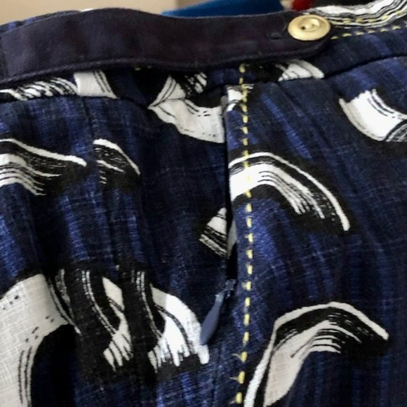 Anthropologie Cartonnier Charlie Brushstroke Ankle/Cropped Pants Navy - 12 - Picture 10 of 14